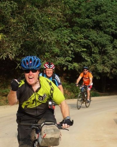 Paul Goulding Cycling on the  tour with redspokes